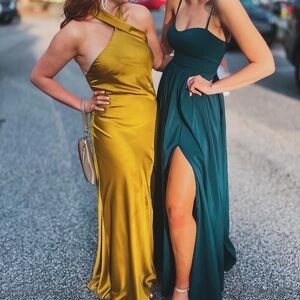 Mac Duggal Assymetrical Crisscross Halter Gown